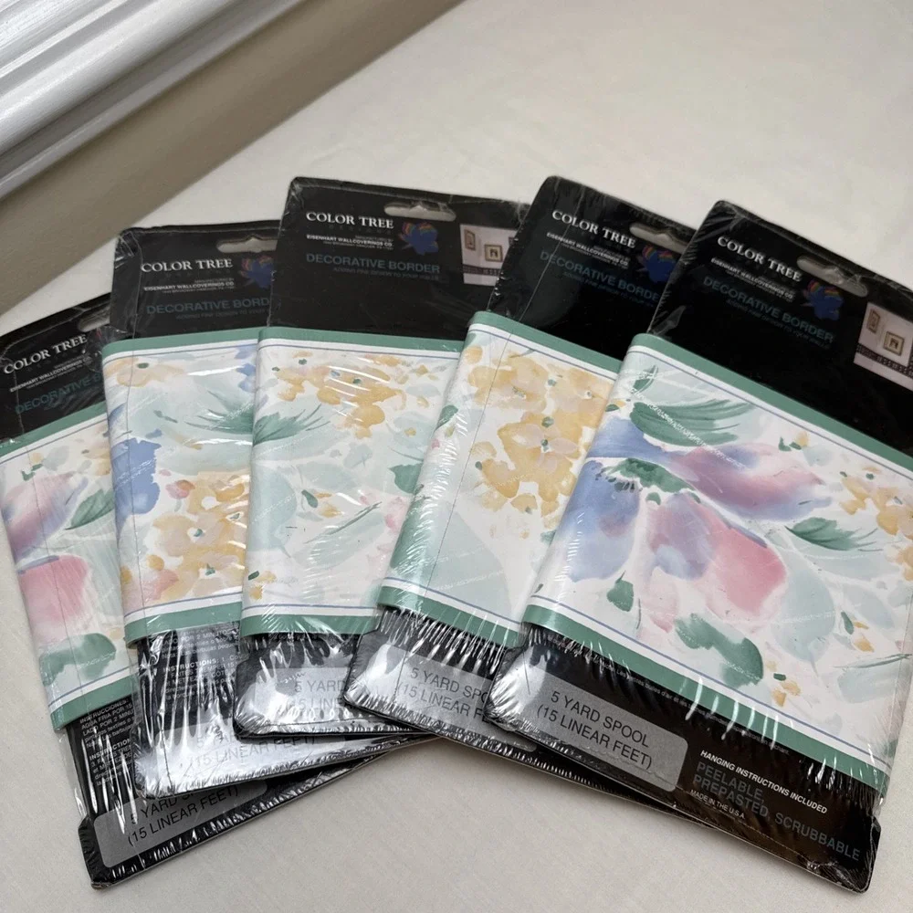 Vintage 80s‎ 90s Wallpaper Border Pastel Floral Prepasted 25 Yards Countrycore